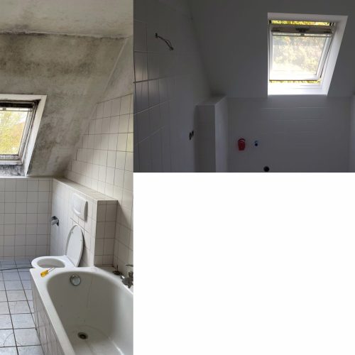 kompletter Rückbau und Wiederaufbau eines Bades mit neuem Ständerwerk , Elektrik, Rigips arbeiten, Malerarbeiten und allen Fliesenarbeiten